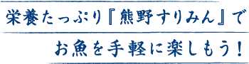 栄養たっぷり『熊野すりみん』でお魚を手軽に楽しもう！